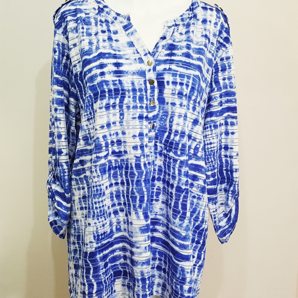 Cathy Daniels Tunic Swim Cover Up Shirt XL Tye Dye